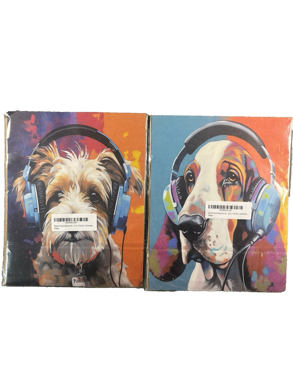 8 Inches By 10 Inches Abstract Dog  With Headphones Prints